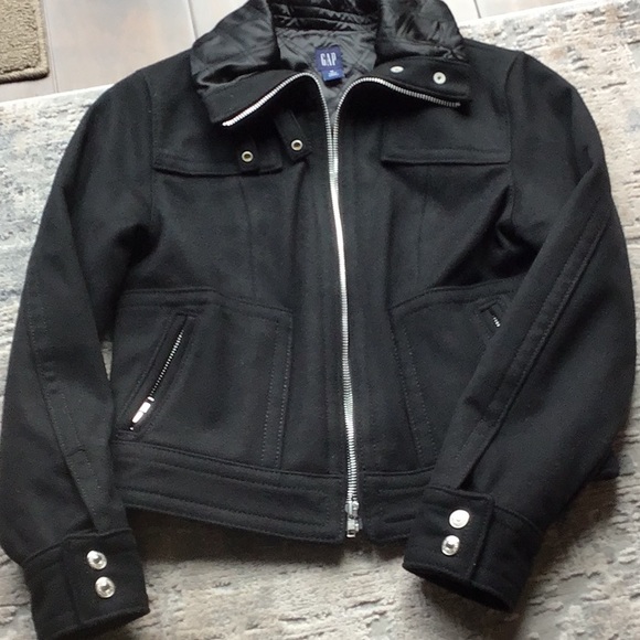 Gap Women's Jacket Black Full Zip Wool Blend Quilted Lined Coat - Picture 1 of 8